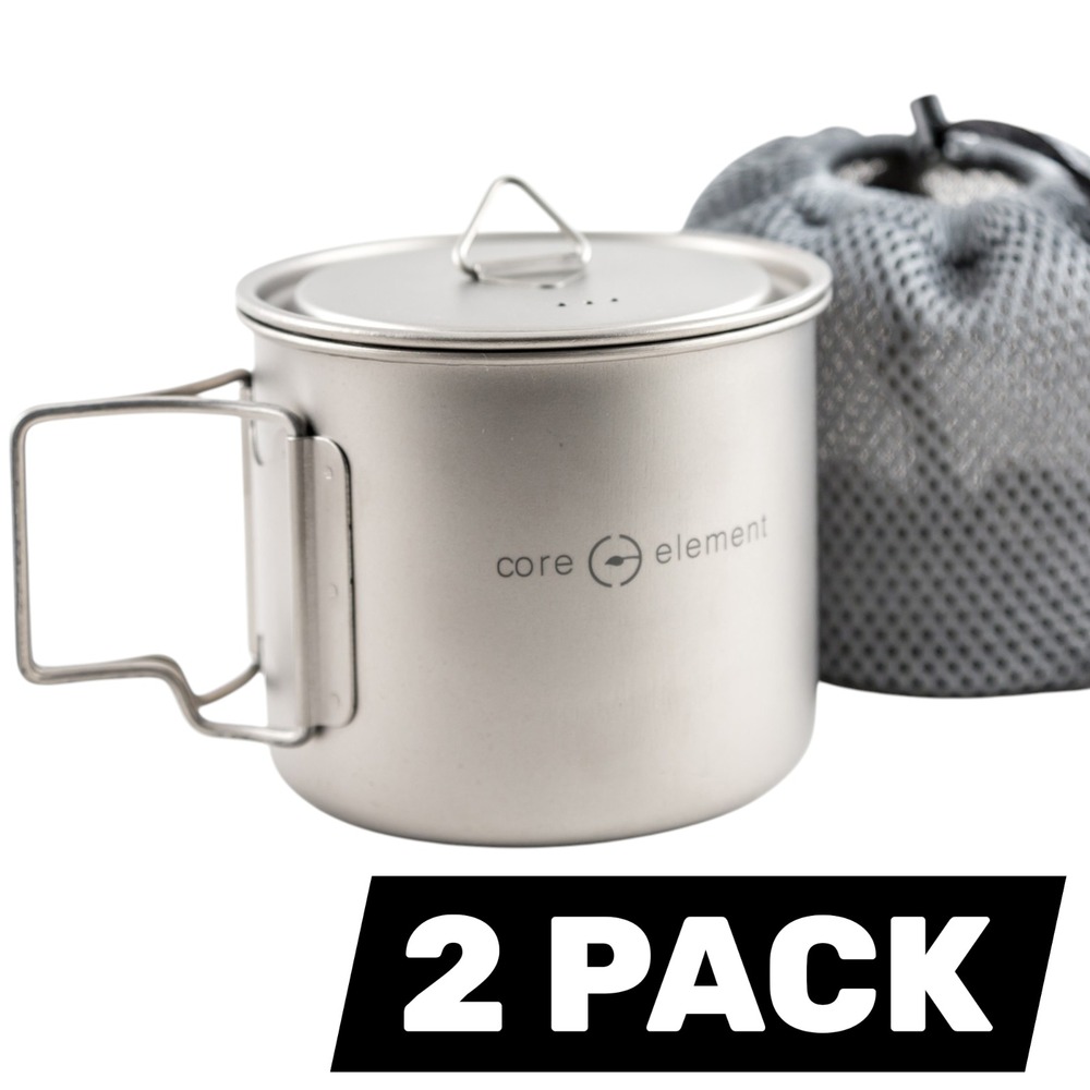 100% Titanium Cookware Set of 2 Mug 18oz 550ml Cup Mug Ultralight with Pouch